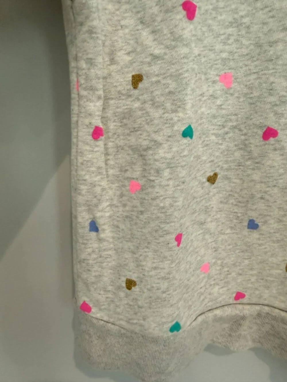 Gap Kids Girls Gray Heather Sweatshirt Size Medium 8 Multi Color Glitter Hearts